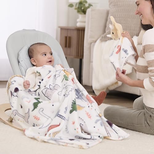 Image of Evolur Roar and Snore Two Piece Gift Set, Includes Blanket with Lovey, Warm and Cozy Baby Blanket, Machine Washable Nursery Bed Blanket, Soft and Charming Lovey