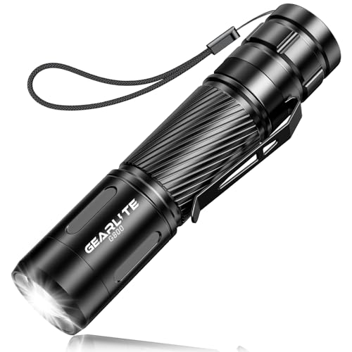 GEARLITE Taschenlampe Led Aufladbar, Superhelle Zoombare 2000 Lum Mini Torch mit 3 Lichtmodi & Langer Betriebsdauer, IP65 Wasserdichte Taktische Handlampe für Camping Outdoor Angeln Wandern, Notfäll