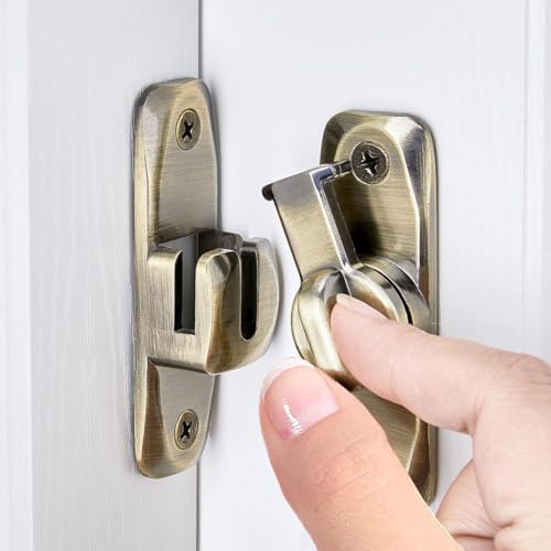 ZiYuya Loquet de porte basculant à 90/180 degrés, loquets de porte de grange à angle droit en alliage de zinc, quincaillerie de verrou de porte pour armoires, salle de bain, fenêtre, jardin (bronze