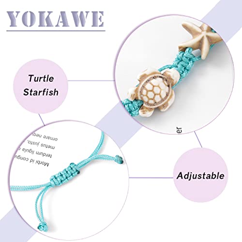Yokawe Boho Anklets Bracelets Blue Turtle Starfish Anklet String Bracelet Summer Beach Waterproof Barefoot Sandals Foot Jewelry For Women And Teen Girls #TOP4