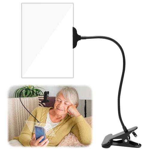 Yuragim Lupa 5X con soporte y pinza - Cuello de cisne flexible ajustable para personas mayores - Lupa lateral para manualidades, periódicos, costura y pasatiempos