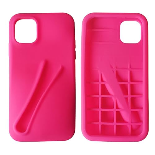 Lip Gloss Holder Case for iPhone 13 Mini, Lipgloss Lipstick Lip Glaze Stylish Silicone Funny Women Girls Cover for iPhone 12 Mini 5.4 inch (Rose)