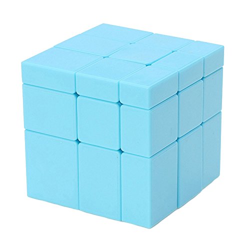 L-FENG-UK Bloques de espejo de plata brillante marco negro cubo mágico rompecabezas Brain Teaser (azul)