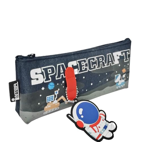 Estojo Escolar Dinossauro Astronauta com Zíper e Chaveiro Escolar Porta treco Porta Lápis Caneta (Grafite - Astronauta)