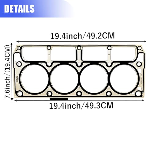 Image of Sorello 2 PCS 5 Layer MLS Engine Cylinder Head Gaskets Compatible with Cadillac CTS Chevy Corvette Camaro GMC Buick 6.0L 6.2L for Engine LS2 LS9 LQ4 LQ9 L99 L76 L77 L92 L96 L94 L9H Replaces 12622033