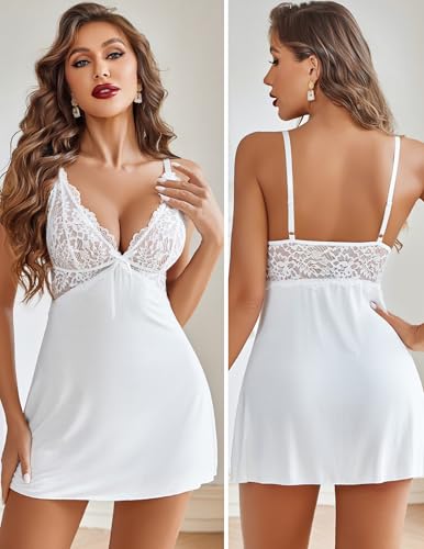 Avidlove Lingerie for Women Sexy Babydoll Chemise Nightgown Lace Strap Nightwear Modal Sleep Dress4