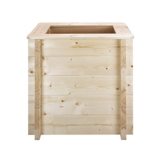 TIMBELA Carre Potager Exterieur Bois - Jardinieres Exterieur pour Jardin, Balcon, Terrasse – pour Fleurs, Herbes aromatiques, Légumes- Bois Massif pin/épicéa 28 mm, 58x38xH57 cm, M611