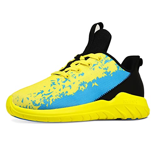 Soulsfeng Yellow Running Shoes for Men Breathable Lightweight Non Slip Sports Walking Sneakers Bahamas Flag Size 9.5