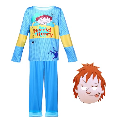 Cuercary Mischievous Costume World Book Day Costumes for Boys,Fancy Dress Outfit with Top,Mask,Trousers,World Book Day Costume Kids(150)