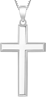 YL Cross Necklace for Men Sterling Silver Plain Cross Pendant Necklace Simple Jewelry for Women(1.18"-1.57")
