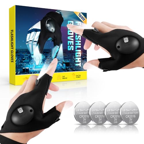 Gants LED Sans Doigts – Éclairage Intégré Index/pouce, étanches IPX5, Pour Bricolage, Pêche, Camping