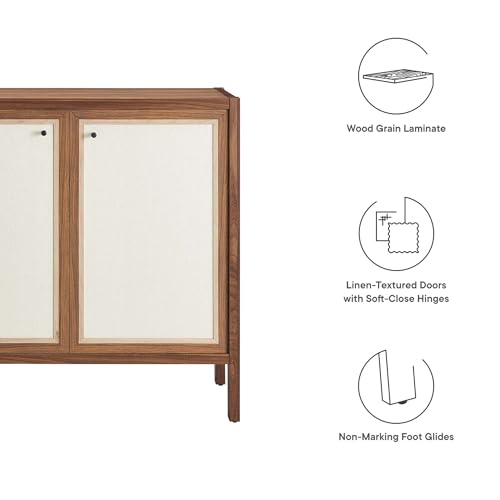 Modway Capri 33 Inch Sideboard Walnut, Hallway or Entryway Storage Cabinet with Doors, Mid-Century Modern Buffet Table or Credenza for Living or Dining Room by Modway - Image 7