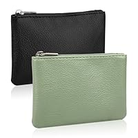 2 Stück Portemonnaie Damen Klein, Leder Kleines Portemonnaie Damen, Portable Mini Geldbörse, Mini Geldbeutel mit Reißverschluss, kleine Geldbörse für Frauen Kinder, Coin Purse Wallet (Schwarz Grün)