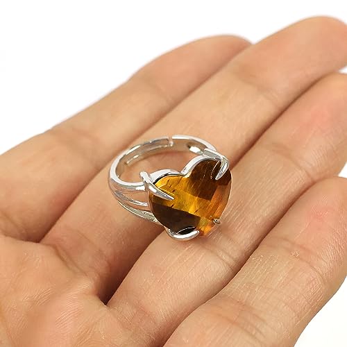 Image of Reiki Crystal Products Adjustable Rings, Amethyst, Black tourmaline, Goldstone brown, Green Jade, Lapis Lazuli, Opalite, Red Jasper, Rose Quartz, Tiger eye, Gemstone Ring