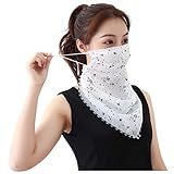 Women's Sun Protection Mask Silk Neck Scarf Masks Seamless Face Mask Bandanas for Dust, Outdoors, Festivals, Sports White