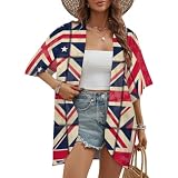 TCXX 2026 Women Lightweight Open Front Cardigan Soft Long Sleeve Kimono Cover Up for Union Jack Pattern Large