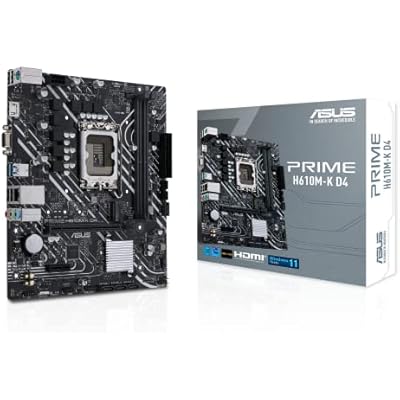 ASUS Prime H610M-K D4 Intel H610 (LGA 1700) mic-ATX Motherboard with DDR4, PCIe 4.0, M.2 Slot, Realtek 1 Gb Ethernet, HDMI, D-Sub,USB 3.2 Gen 1 Ports, SATA 6 Gbps, COM Header, RGB Header