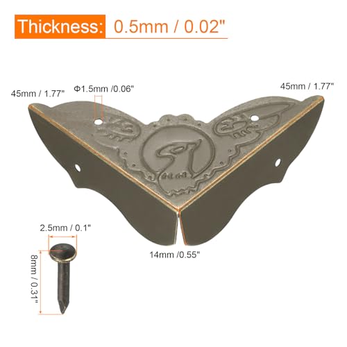 Image of uxcell Metal Desk Corner Protectors Table Edge Cover Guard 45x45x14mm Bronze Tone 20pcs