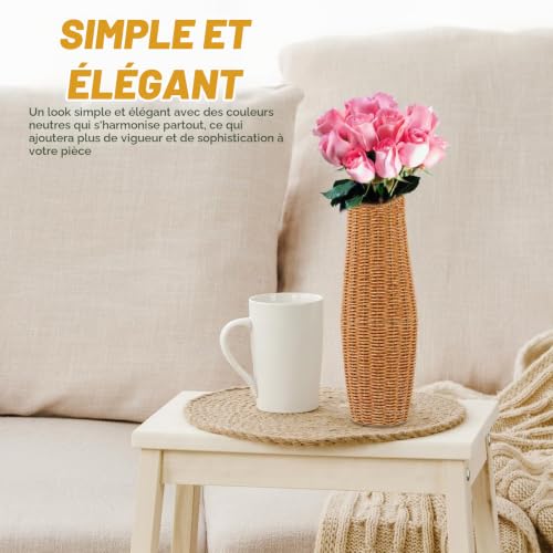 EXCEART Vase De Sol Imitation Rotin Grand Vase | À Poser Sol pour Fleurs – vue 2