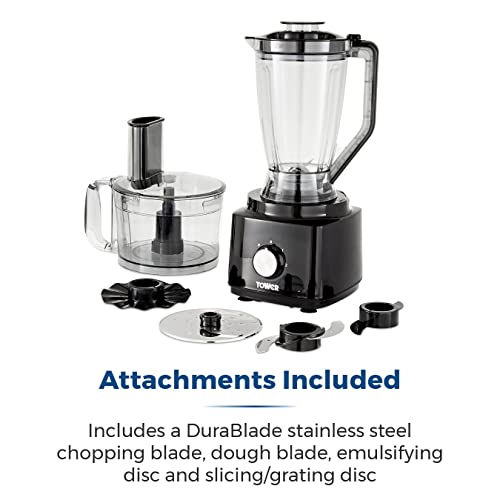 Tower T18007BLK Food Processor and Blender with 2L Mixing Bowl, 1.8L Jug, 2 Speed Settings and Pulse Function, 750W, Black - Image 7