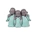 Figura Decorativa 3 Budas Resina 14 cm