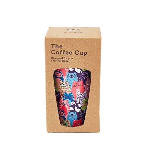 Eco Chic Reusable Thermal Coffee Cup | Stainless Steel Insulated Travel Mug With Leakproof Lid | Eco-Friendly And Reusable For Hot & Cold Drinks (Multiple Stacking Cat, 380Ml/13Oz) #TOP3