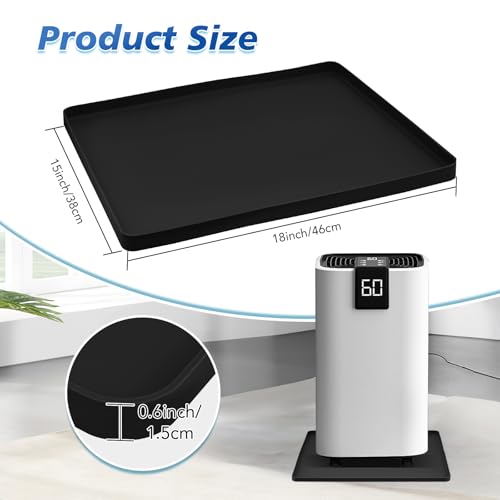 Dehumidifier Drip Pan, 18\'\'x15\'\' Humidifier Drip Pan, Prevent Water Leakage and Protect Floor & Carpet, Non-Slip & Leak-Proof Silicone Mat with Raised Edge, for Under Dehumidifier and Humidifier Mat - Thumbnail 2