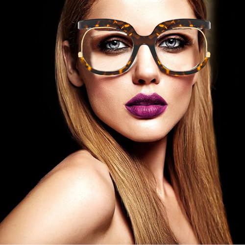 Image of Creative Eye Frame,Blue Light Blocking Oversized Glasses, Retro Round Eyewear Frame,Fashion Half Frame