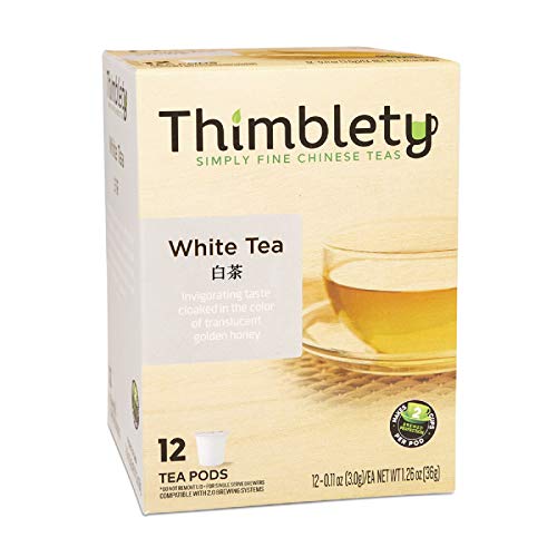 Tea Pods - White Tea K-Cups For Keurig, Thimblety White Tea Pods For Wellness & Relief Support, Sugar-Free, Carb-Free，Zero Calorie, 12 Pods #TOP30