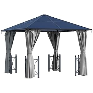 Outsunny paviljoen tuinpaviljoen met zijdelen partytent dak aluminium bruin 300 x 300 x 263 m
