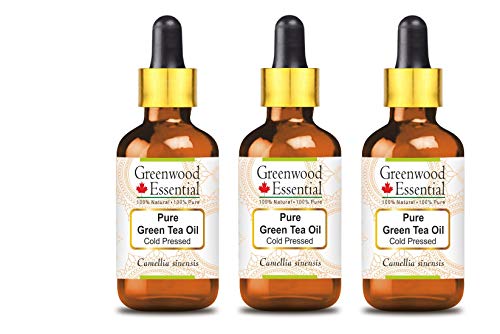 Huile de vert thé Camellia sinensis pure Greenwood Essential en lot de 3 flacons de 100ml