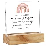 Transgender Gifts for Women Men, Gifts for Trans Her Him Transgender Stuff Presents Rainbow Desk Cubicle Decor Clear Acrylic Decorative Sign with Wood Stand for Home Office