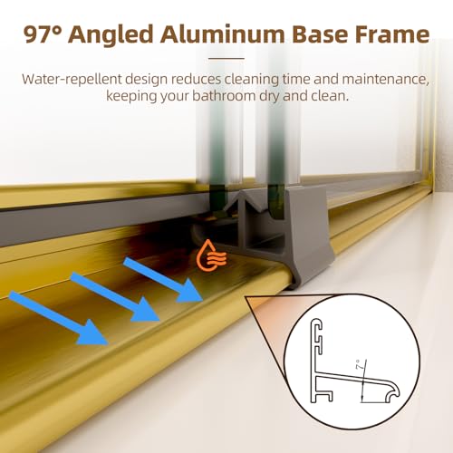 Image of Royal Guard Double Sliding Shower Door,44-48 inch W x 70 inch H,Brush Gold