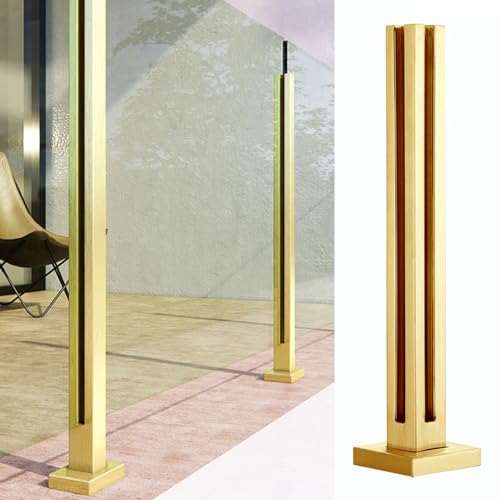 Balustrade en verre pour terrasse et jardin avec poteau d'angle doré