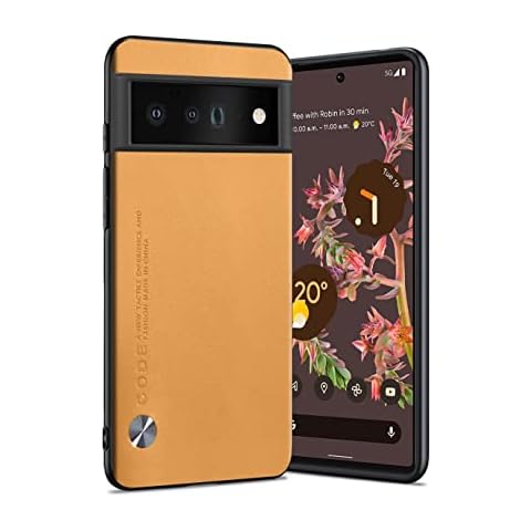 Puxssul for Google Pixel 6 Pro case 5G (2021), Soft TPU Artificial Leather case,Extremely Light Ultra-Light Camera Protection Leather Cover Case for Google Pixel 6 Pro 5G (Yellow) Cover
