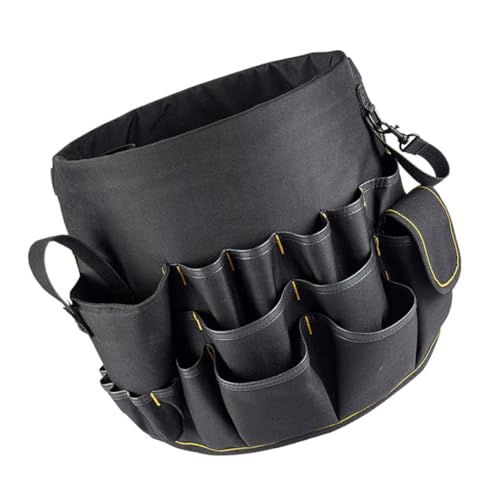 HOMSFOU Multi-purpose Tool Bag Bucket Organizer, Oxford Cloth Portable Toolkit Pouch, 30x28cm Sturdy Tool Storage for Gardeners and Handymen