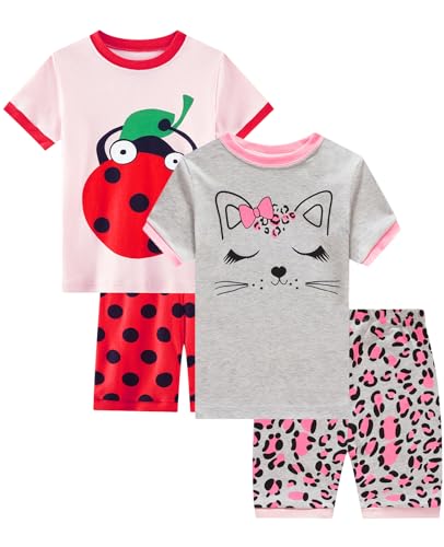 Image of Dolphin&Fish Little Girls Cotton Short Pajamas Summer Kids Clothes Toddler Toddler Pjs Sets