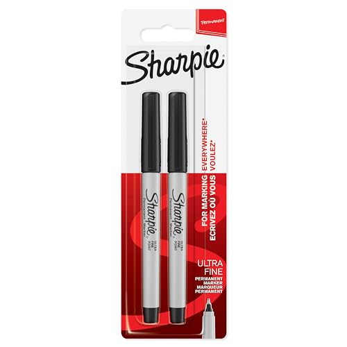 Sharpie Permanent Markers | Ultra Fine Point for Precise Marks | Black Ink | 2 Marker Pens