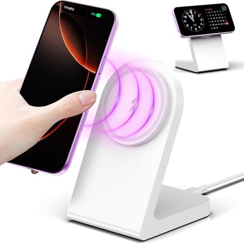 Mag Safe Wireless Ladegerät, Magnetische Kabellose Ladestation, Schnelle Mag-Safe Ladestation Kompatibel mit iPhone 17 16 15 14 13 12 Series, AirPods Pro 2, AirPods 3