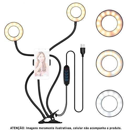 Greika, AL-06D Ring light Duplo com Adaptador para Smartphone