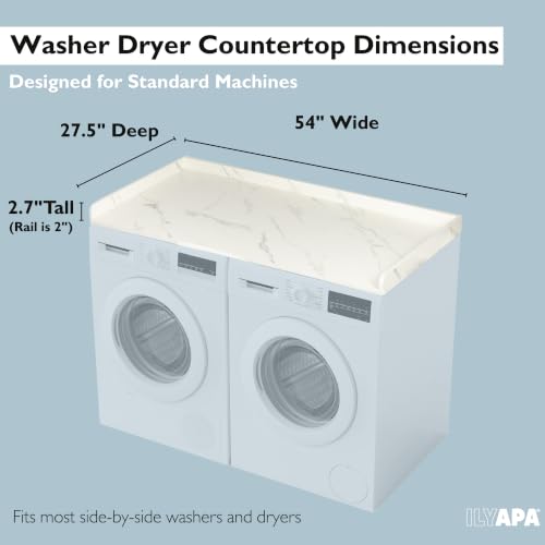 Ilyapa Washer Dryer Countertop, 27.5 x 54 Inch - Carrera Marble, High by Ilyapa - Image 2