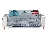 A.Monamour Sofa Slipcovers Sofa Covers Watercolor Nautical Boats Anchor Lighthouse Striped Backgroun