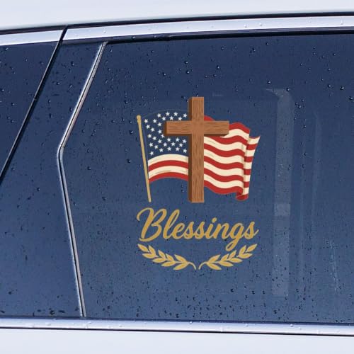 Image of 2pcs 250 Anniversary USA Merchandise Car Stickers American Flag Cross | Vinyl Decals for Vehicles One Nation Under God Patriotic Stickers USA 250th Anniversary Decorations for Trucks 10 inch