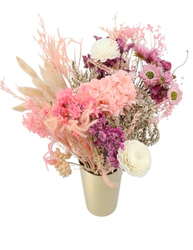 Buquê de Flores Secas e Naturais em Tons Variados, Presente Ideal Feito à Mão, 50x35 (Rosa)
