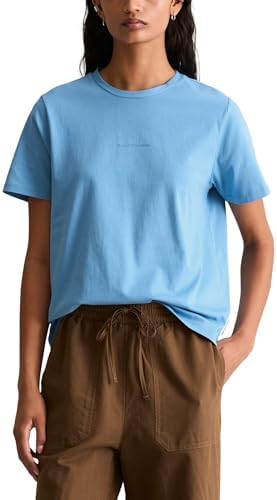Marc OߴPolo Denim Damen T-Shirt aus Bio-Baumwolle Regular Fit, Blau (Azure Sky), M