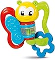 Baby Clementoni - Baby Butterfly Rattle, Sonaglio Neonato 3+ Mesi, Gioco Prima Infanzia per Stimolare lo Sviluppo Multisensoriale e la Manualità, con Pendente Mordicchioso, 17159