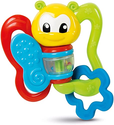 Immagine prodotto: Baby Clementoni - Baby Butterfly Rattle, Sonaglio Neonato 3+ Mesi, Gioco Prima Infanzia per Stimolare lo Sviluppo Multisensoriale e la Manualità, con Pendente Mordicchioso, 17159