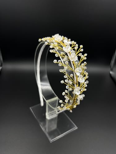 Rubela Beautiful Floral and Pearl Hair Band for Wedding and Parties – Hair Accessory