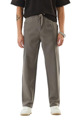 Image of SNITCH Men Chinos | Slim Fit Mid Rise Solid Pattern | Cotton Blend with Medium Stretch & Smooth Texture | Button & Zip Closure for Casual & Street Wear