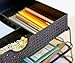 CAXXA 3 Trays Stackable Mesh Letter Tray, Desk File Organizer, Desktop Paper Tray Holder with Drawer, Black